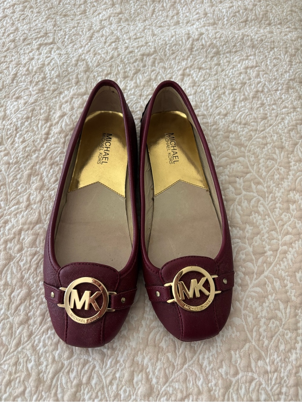 Michael Kors Women's Burgundy MK Logo Ballet Flats